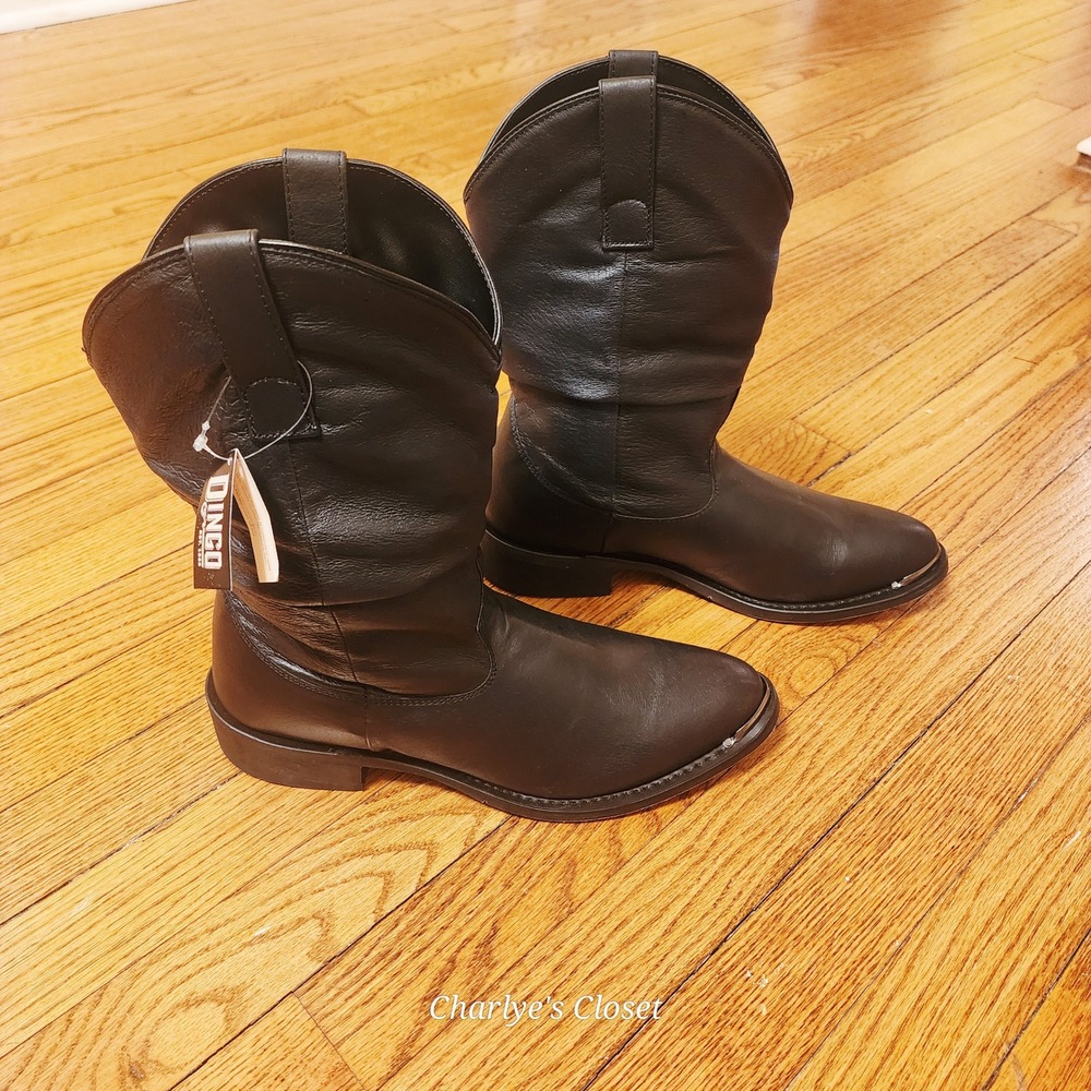 Dingo Men's Amsterdam Black Slouch Leather Boots DI15240-BK Western Biker Rustic - Picture 2 of 14